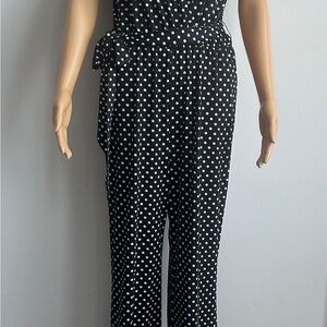 Bebe Black and White Polka Dot Jumpsuit Size 10